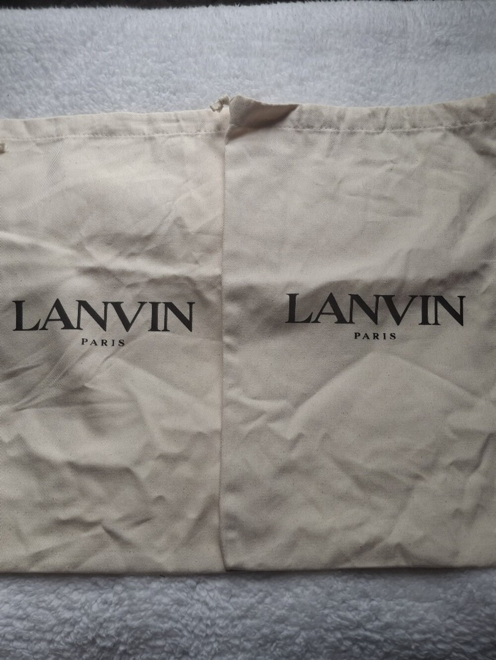 Lanvin Beige Canvas Dust Bag Set with Black Logo